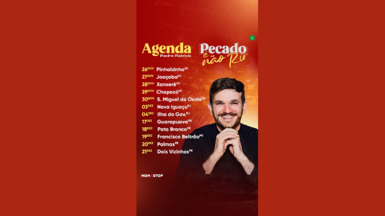 Non Stop apresenta uma comédia divina: Padre Patrick estreia “Pecado É Não Rir”.