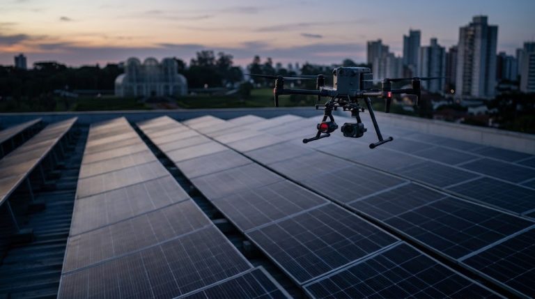 Curitiba usa drones com câmera infravermelha para monitorar mais de 12 mil painéis solares